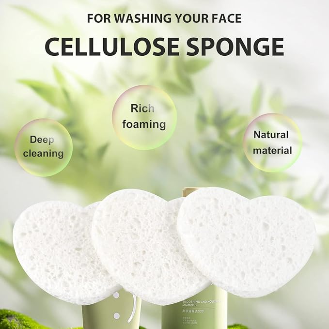 50-Count Facial Sponges Compressed, 100% Natural Cellulose Face Sponge Professional Cosmetic Spa Sponges for Face Cleansing, Exfoliating Mask, Makeup Removal for Travel and Home, White
