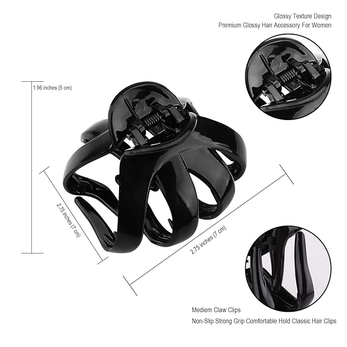 4PCS Extra Large Strong Hold Hair Clips for Thick and All Hair Types - 3.15" Jumbo Premium Octopus Claw Clips for Women and Girls