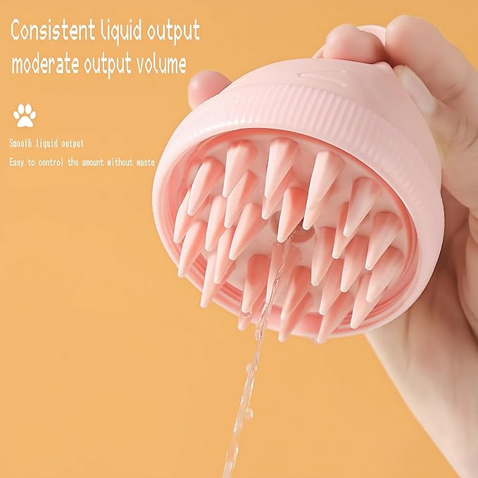 Silicone Cat Bath Brush – Pet Bathing Tool with Integrated Shampoo Dispenser, Soft Massage Brush for Cats & Small Pets, Hygienic and Durable Grooming Solution (Purple)