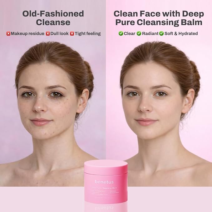 Deep Pure Cleansing Balm, Makeup Remover Balm for Heavy Makeup, Waterproof Mascara & Sunscreen, Soothing CICA, Argan Oil, Vitamin E, Hydrated Glow, Non-Stripping, Pore Care, 3.5 fl oz