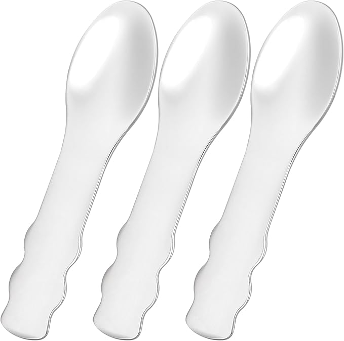 3pcs Mini Stainless Steel Makeup Spatula, Reusable Cosmetic Cream Spatulas Spoon, Skincare Scoop Applicator Facial Massage Beauty Tools for Mixing and Sampling Face Eye Cream- Silver