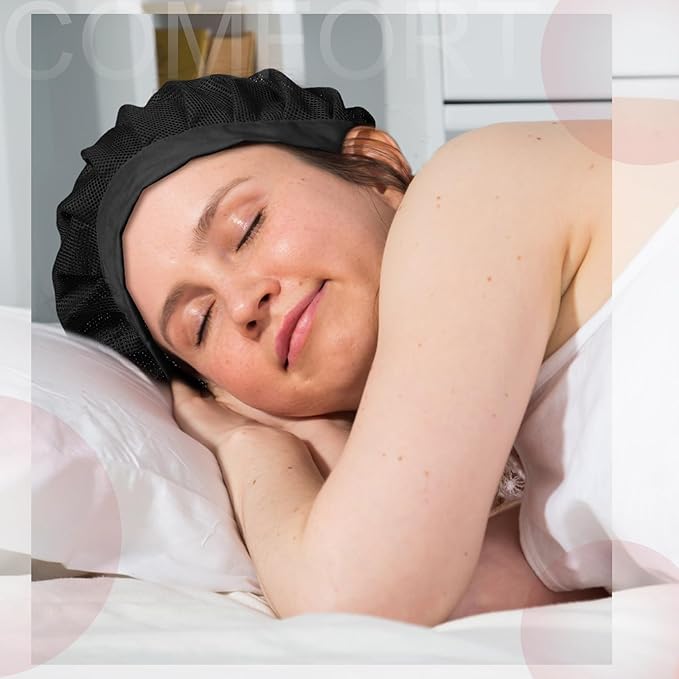 Chuarry 4 Pcs Mesh Sleep Bonnet for Sleeping Night Curly Hair Nets Sleep Caps for Women