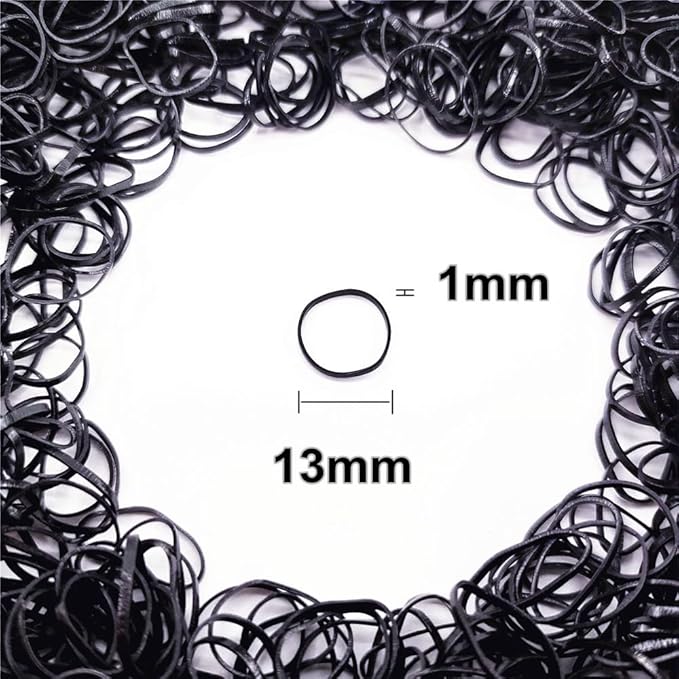 1500pcs Mini Hair Rubber Bands, Non-slip Rubber Hair Bands for Girls, Elastic Hair Ties(0.5 inch) Black