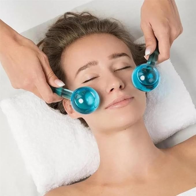 Facial Ice Globe | Smart Cool Face Roller Ball | Cooling Massage Tools for Refreshing Skincare Routine | Set of 2