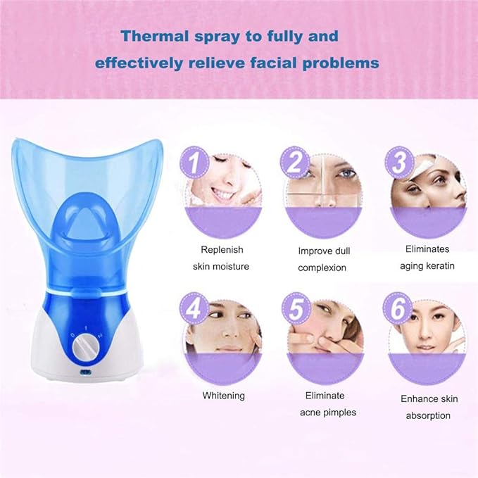 Facial Steamer Hot Mist Home Sauna Face Humidifier for Steaming Skincare (Blue)