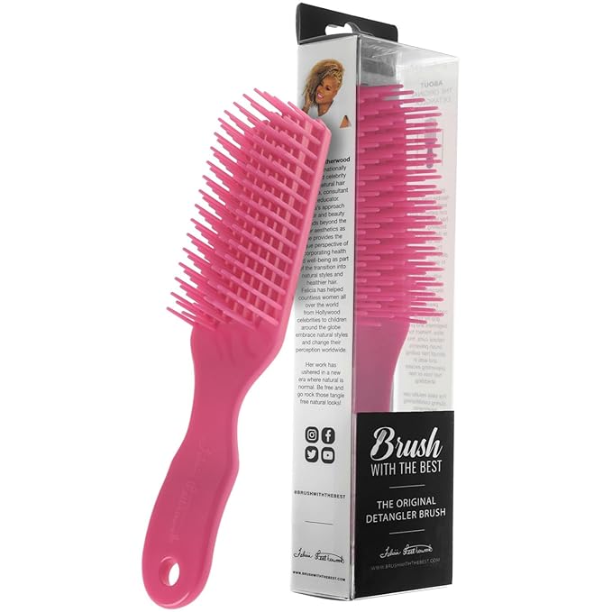 Pink Detangler Brush by Felicia Leatherwood - For Kinky, Curly, Wavy 4c or Straight Hair - Tame Your Tangles Smooth Your Coils - Pain Free for All Ages