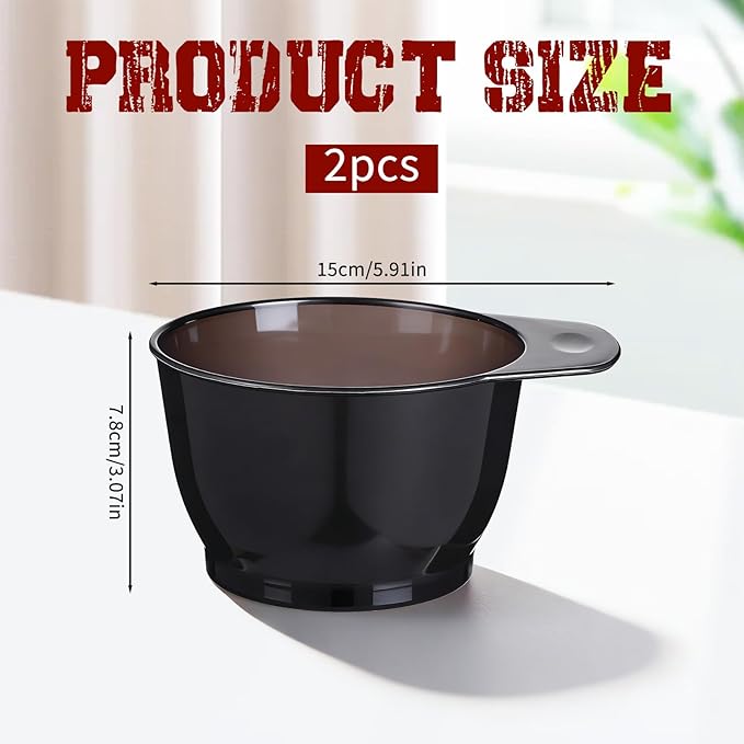 2 Pcs Hairs Dye Bowles Hair Color Bowl Plastic Hair Color Mixing Tint Bowls Applicator Bowls Hairs Dyeing Coloring Tools for Salon (Transparent Black)