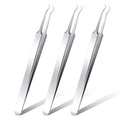 Honoson 3 Pcs Blackhead Tweezer Stainless Steel Pimple Tweezers Extractor Tool for Remove Zit Whitehead Pimple Bend Curved Tweezer Skin Blackhead Remover Tools(Silver)