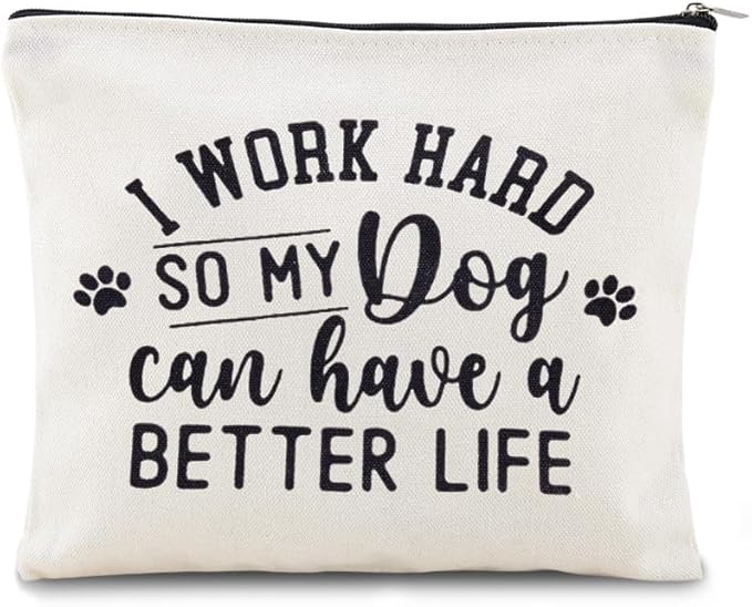 Sisadodo Dog Mom Storage Bag with Zipper for Travel Makeup Cosmetic Bags for Dogs Dad Brithday Christmas Gifts for Dog Lovers Travel Canvas Bags for Doggie Things Bag Organizer Pouch