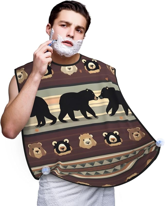 Beautiful Peacock Print Beard Bib Shaving Apron, Beard Hair Trimming Cape Gift For Dad