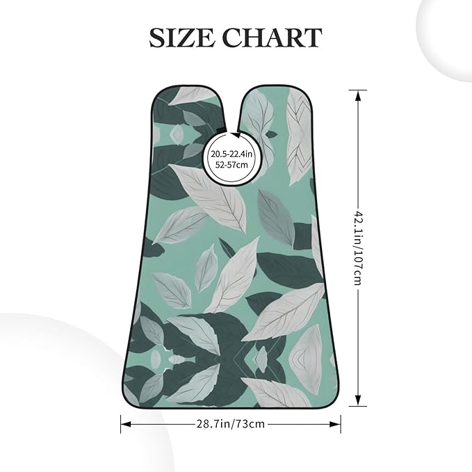 Mint Gray Leaves Print Beard Bib Apron For Men, Beard Hair Catcher For Men Shaving Trimming,Beard Cape Cloth