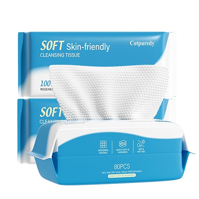 Face Towels, Disposable Biodegradable Clean Facial Towelette for Sensitive Skin, Lint- free Face Cloths for Makeup Remover, Ultra Soft Dry Wipes, Skincare Women Cleansing 240 Count