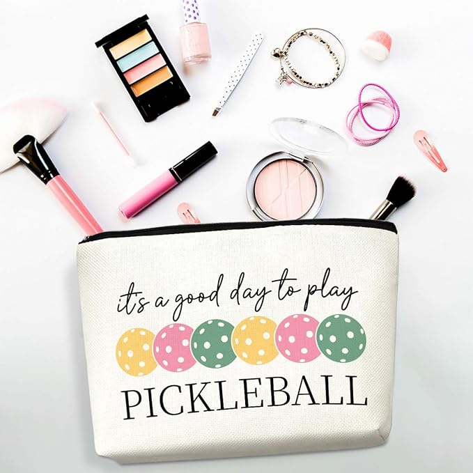 Pickleball Gifts for Women, Pickleball Makeup Bag Cosmetic Pouch, Pickleball Accessories Women, Canvas Cosmetic Bags Zipper Pouch Travel Toiletry Bag, Christmas Birthday Gifts for Girls Pickle player