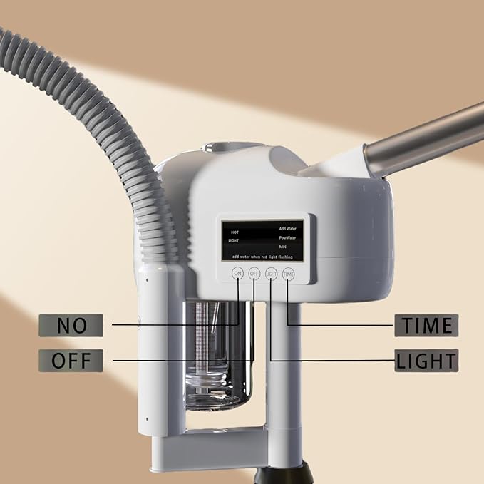 Facial Steamer Professional, Facial Steamer with Magnifying Lamp for Esthetician, 2 in 1 Ozone Steamer for Face, Face Steamer for Facial Deep Cleaning, White.
