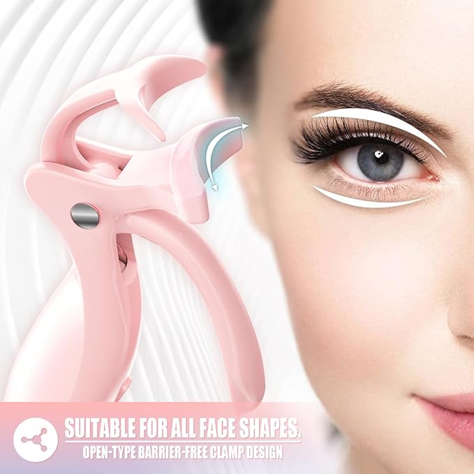 Pinkiou Heated Eyelash Curler for Women 10s Fast Heating Electric Lash Curler with 2 Temp Modes & Skin-Friendly Silicone Pad, USB-C Rechargeable Portable Eye Lash Curler for Long Lasting Natural Curls