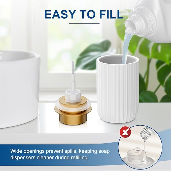 Ceramic Foaming Soap Dispenser, 12 oz Bathroom Foam Hand Soap Dispenser, Refillable Lotion Soap Dispenser with Removable Pump for Kitchen Hand Wash Dispenser, Modern Home Decor(White)
