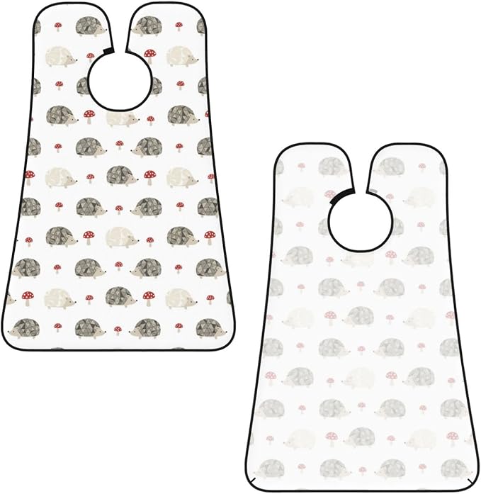 Adjustable Non-Stick Beard Apron, Hair Catcher Cape for Shaving Grooming, Waterproof with Suction Cups Men, Red Mushrooms Autumn Hedgehogs Shave Bib