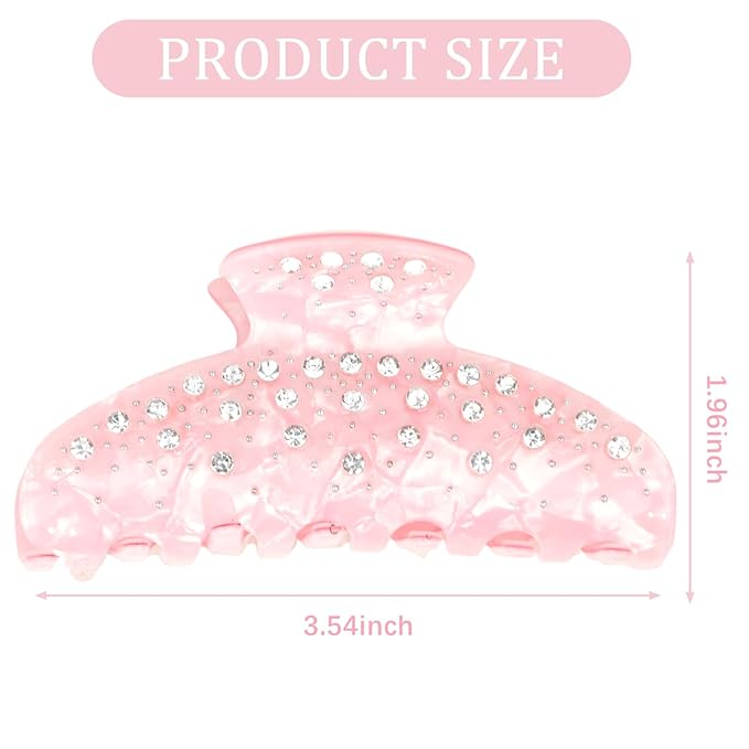 ACO-UNIT 2 Pack Hair Claw Clips for Women Acrylic Claw Clips for Thick Hair Non-slip Clip for Hair Large Claws Hair Accessories for Women Girls(Pink&White)