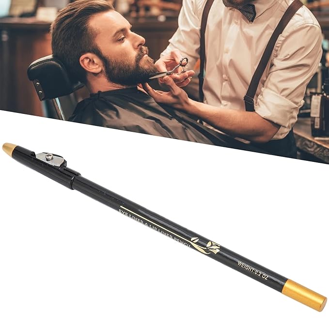 ANGGREK Beard Lineup Pen, White Hairline Pen Professional Beard Pencil Filler Household Beard Pencil Liner Shaping Styling Tool(Black)