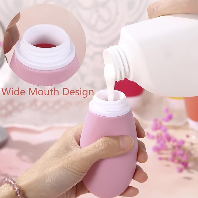 Leak Proof Silicone Travel Bottles,4 Pack 2oz Liquid Squeezable Refillable Portable Accessories/Cosmetic Containers,BPA Free,Travel Size Bottles for Toiletries Shampoo Conditioner Lotion
