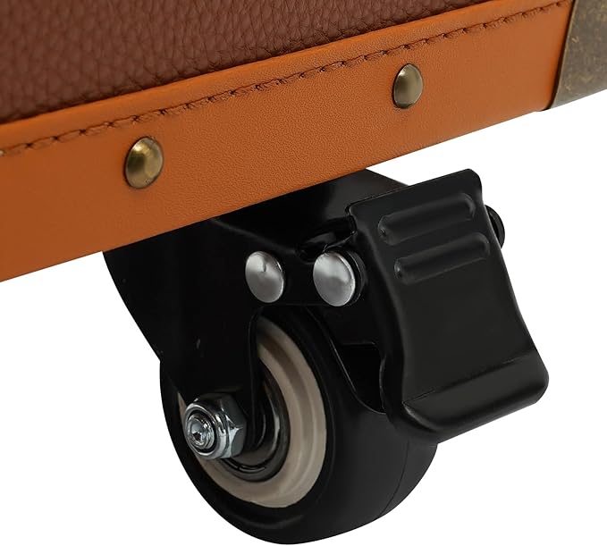 Rolling Makeup Case Large Storage Cosmetic Trolley, Rolling Lockable Makeup Train Case, Stylist Beauty Salon Cosmetic Luggage Travel Organizer Tool Box with Hair Dryer Holder (Coffee)