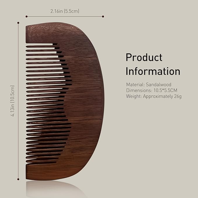 Beard & Mustache Wood Comb - Ideal for Oils and Balms, Anti-Static for All Beard Types, Pocket-Sized