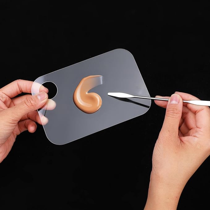 Acrylic Makeup Palette with 1Pc Spatula, Makeup Mixing Tray Apply Professional Reusable Cosmetic Palette Beauty Tools for Beauty Salon, Facial Cosmetic, Nail Art, Pigment Blending