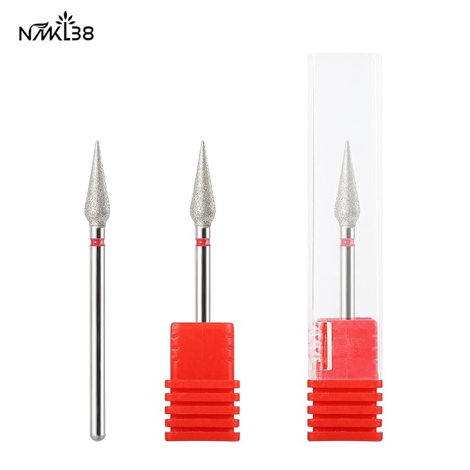 NMKL38 3/32" Tapered Diamond Nail Drill Bit Rotary Cuticle Clean Burr Nail Art File for Electric Drill Machine Manicure Pedicure Tool (Fine - 3.9x12.2)