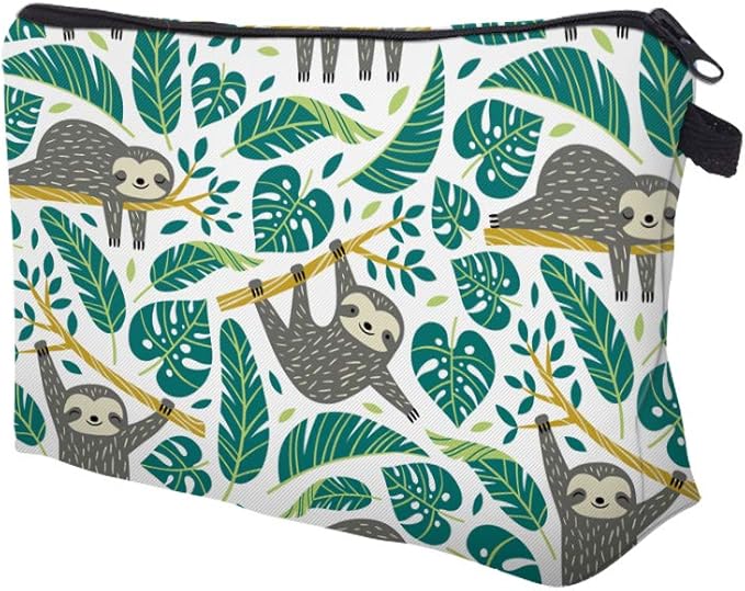 Deanfun Makeup Case Small, Cosmetic Zipper Bag Waterproof for Purse Mini, Women Cute Traveling Accessories Pouch for Ladies Thanksgiving Sloth D2-51476