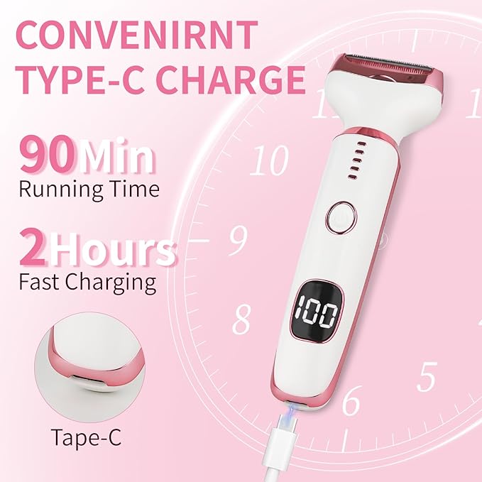 2026 Electric Razor for Women Men,4 in 1 Ladies Wet & Dry Body Razors and Facial Hair Remover,Rechargeable LED Display Hair Removal Kit for Nose Face Body Bikini Hair (Multicolor)