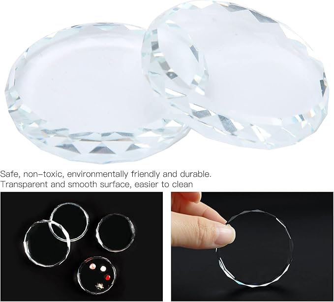 Yinhing Nail Palette Board, Nail Art Palette,2PCS/Set Nail Art Palettes Color Mixing Toning Glass False Eyelash Glue Hold Makeup Pallet for Acrylic Manicure