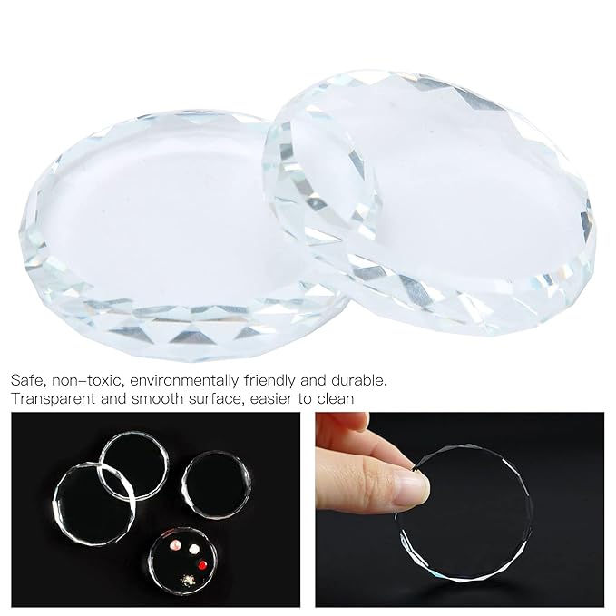 Nail Art Palette, 2PCS Nail Polish Mixing Plate, Nail Art Painting Color Toning Glass Board for Makeup Pallet Display Cosmetic Mixing Tools