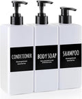 Shampoo and Shower Soap Dispenser - Shower Soap Dispenser -16.9 Fluid Ounce Set, 3 Plastic Bottles - Black Pump - Conditioner Dispenser, Suitable for Bathroom and Kitchen Soap Dispensers