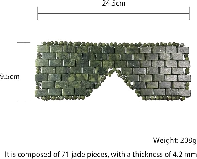 Jade Eye Mask, Facial Eyes Sleeping Mask Relief Eye Cover, Facial Cooling Mask with 100% Real Jade for Hot & Cold Therapy (Dark Green)