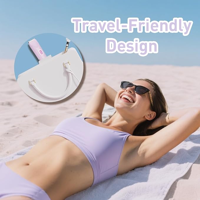 Bikini Trimmer for Women,2-in-1 Electric Razors for Womens with Painless Ceramic Blades,Waterproof Wet & Dry Use,Rechargeable Dual Head Electric Shaver for Pubic Legs Underarm Face Hairs& Body