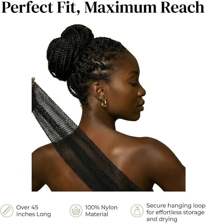 African Net Sponge, Exfoliating Body Scrubber, Soft Satin Silk Bonnet for Men Women Hair Bonnet for Sleeping, Double Layer Silk Sleep Cap, Black, HomeyVenture