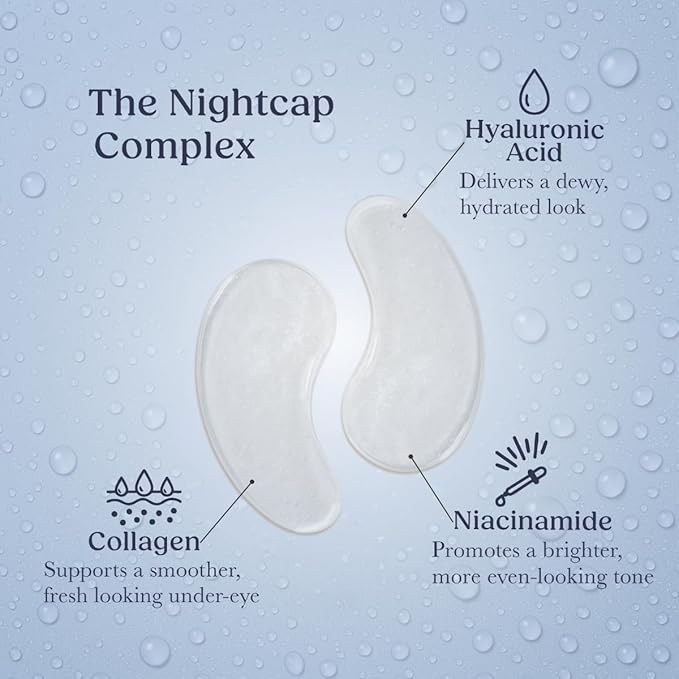 Nightcap Under Eye Patches – Cooling Hydrogel Eye Masks for Puffy Eyes, Dark Circles & Tired Skin – Collagen, Hyaluronic Acid, Niacinimide– 24 Pair Set