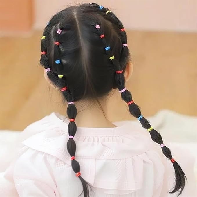 2000 PCS Hair Bands, Elastic Hair Band, Mini Hair Rubbers Ties for Girls Ponytail Hair Accessories, Soft Elastic Bands Non-Slip Small Hair Ties, with 2 PCS Topsy Tail Hair Tools. (multicolored)