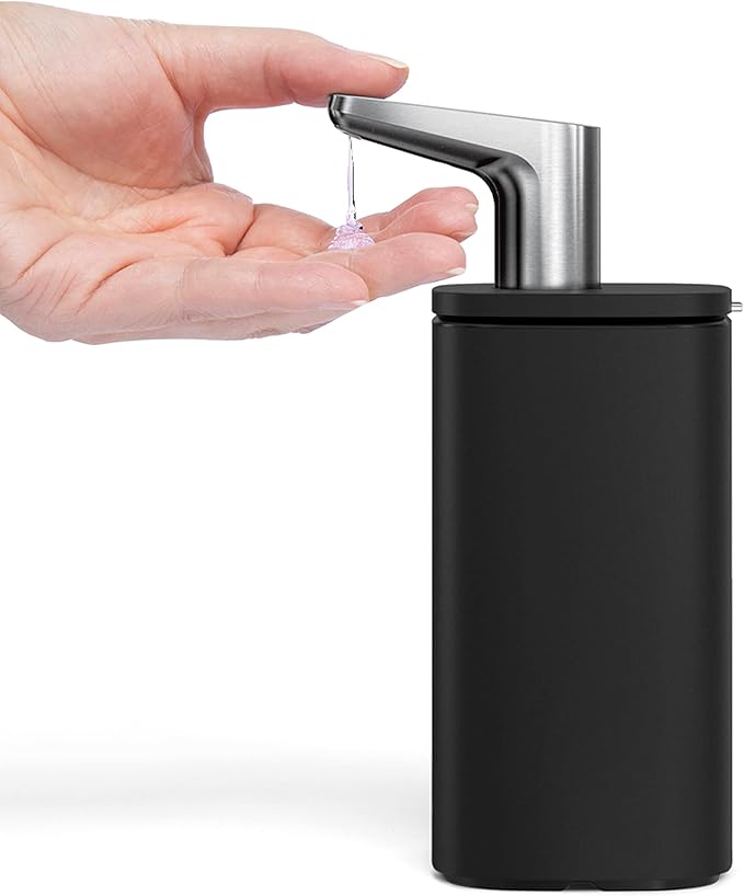 simplehuman 10 oz. Pulse Pump, Liquid Soap Dispenser, Drip Free Hand Soap Pump, Black Stainless Steel