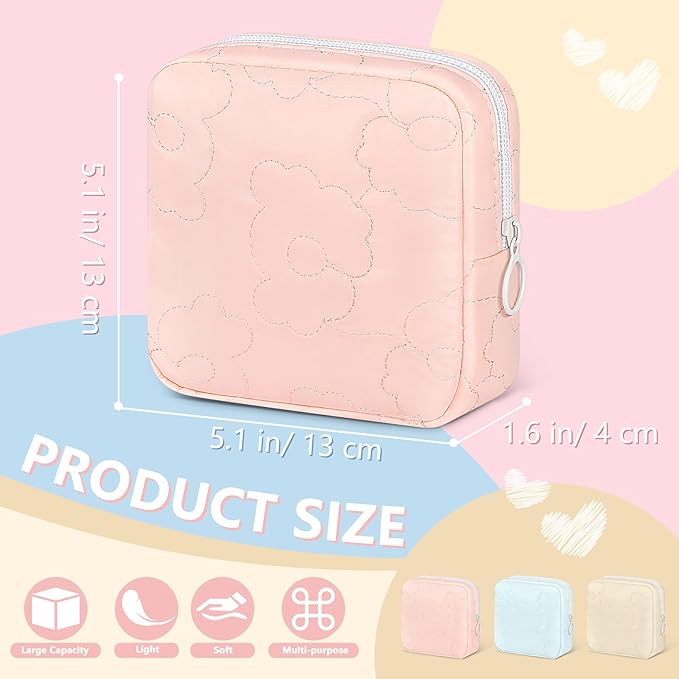 Desing Wish Cloud Pattern Period Bag for Teen Girls, Padding Sanitary Napkin Storage Bag Menstrual Pad Period Pouch Tampon Holder for Purse (Pink)