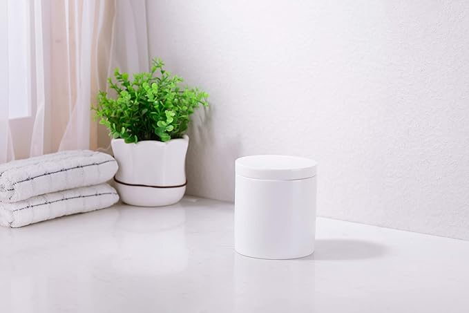 Cotton Swab Holder with Lid, White Qtip Holder Bathroom, Resin Cotton Ball Canister Jar Cosmetics Makeup Countertop Organizer Containers Canister Apothecary Jar