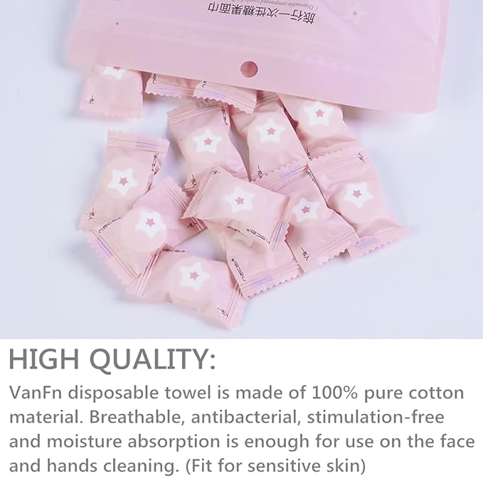 VanFn Disposable Towel, Compressed Towel, Mini Disposable Compressed Washcloth, Cotton Portable Disposable Compressed Towels Perfect For Travel, Home & Outdoor Activities, Nacai Series (50PCS)