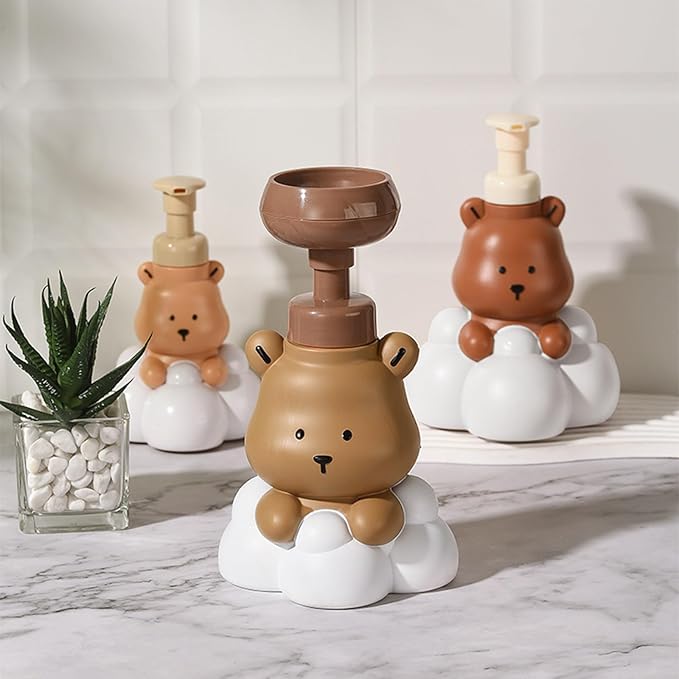 1 Pc Bear Paw Foam Soap Dispenser Cartoon Shaped Pump Bottle Refillable Hand Sanitizer Dispenser for Bathroom Kitchen Shampoo Lotion