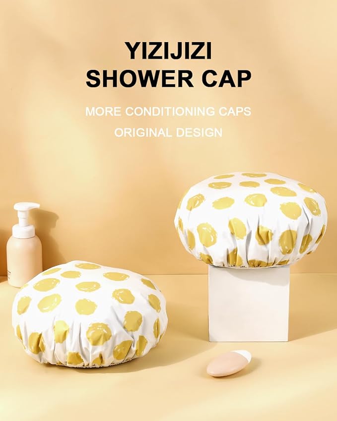 YIZIJIZI 2 Pieces Heat Cap for Deep Conditioning, Conditioning Cap Made of Aluminum Foil for Home and Salon Use, Hair Dyeing（Yellow, small）
