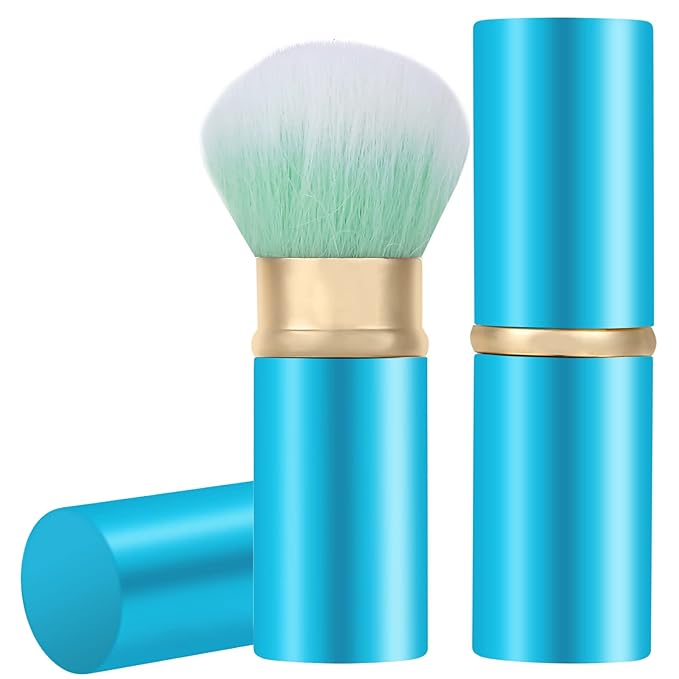Falliny Retractable Makeup Brush, Travel Kabuki Face Blush Brush, Portable Powder Foundation Sunscreen Brush with Cover for Blush, Bronzer, Buffing, Flawless Powder Cosmetics