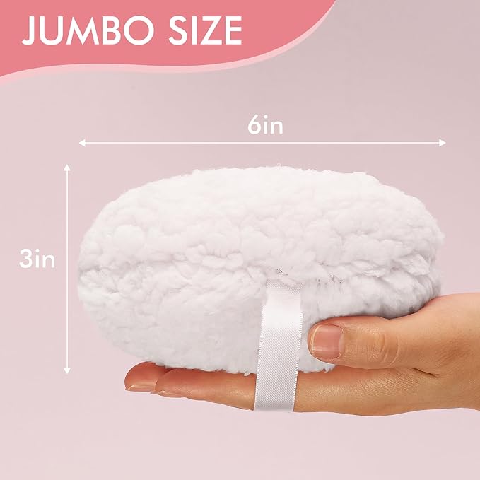 WSYUB Powder Puff, 6 Inch Body Powder Puff, Extra-Large Powder Puff,Soft Powder Puffs for Body Powder,White