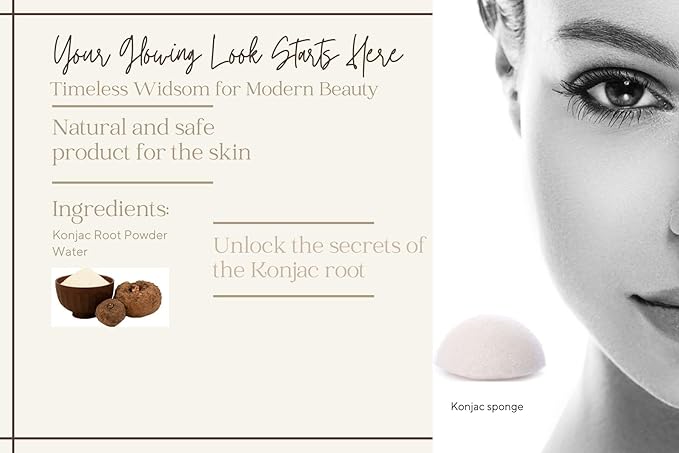 Natural Konjac Facial Sponge for Gentle Daily Face Washing and Exfoliating, Original Recipe, No Additives, Cruelty Free, for All Skin Types, White, 1 Sponge