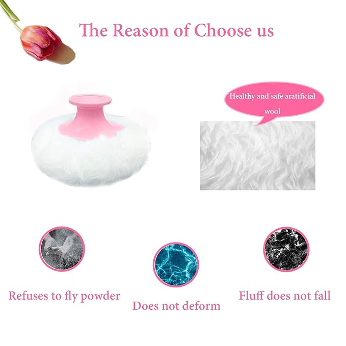 Body Powder Puff and Container for Dusting Powder, Women Powder Puff and Powder Case for Bath and Travel (Light Blue)