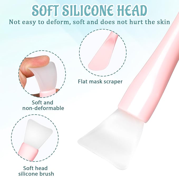 4 Pcs Face Mask Brush, Mask Applicator Tools, Beauty Spatula Soft Silicone Double Head Facial Makeup Brush for Facial Mud, Clay, Apply Cream for All Skin Types Including Sensitive Skin, 4 Colors