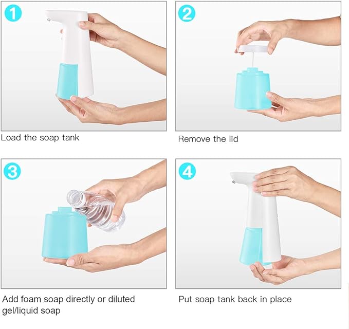LAOPAO Automatic Foaming Soap Dispenser - Hand Free, Touchless, Countertop Soap Pump for Kitchen & Bathroom - Blue